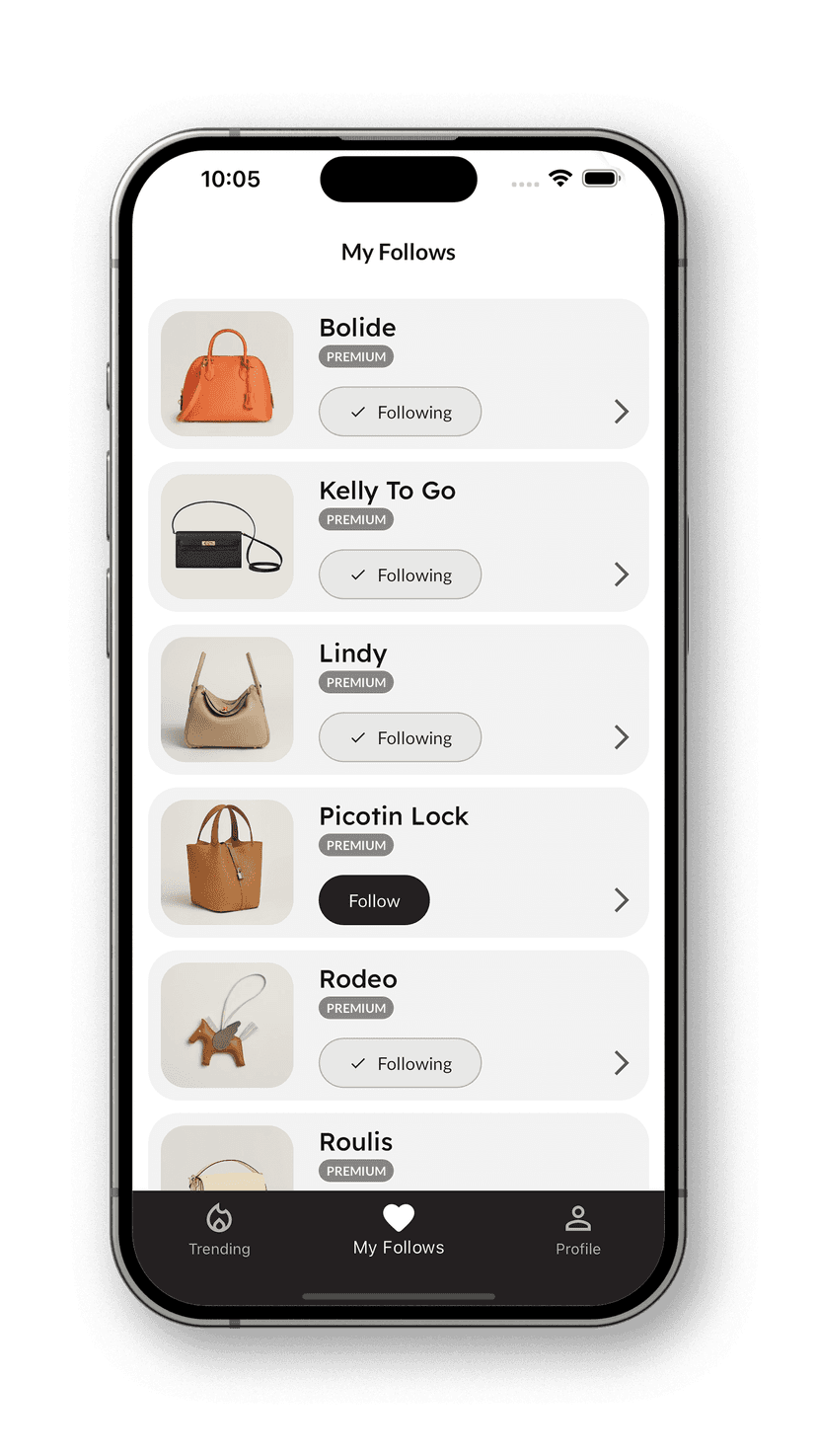 Choose products screen